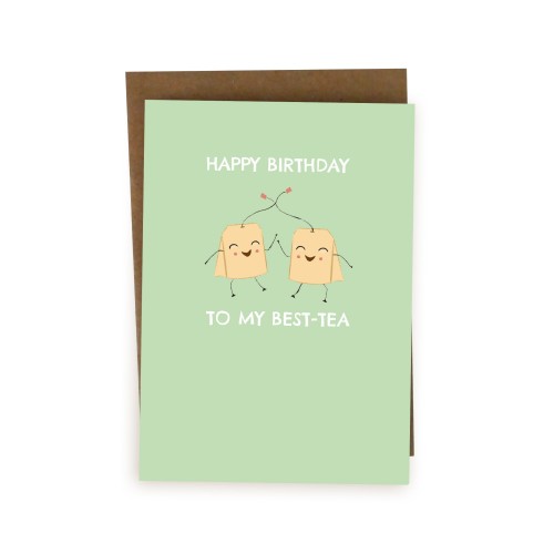 Happy Birthday Best-Tea Card Birthday Card For Best Friend Sister Mum Cute Tea Lover Gift Humour Card Pun BYANIKA