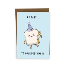 Happy Birthday Card Cute Birthday Gift Humour Card Pun A Toast To Your Birthday For Partner Friend Colleague Sister Brother Mum Dad BYANIKA
