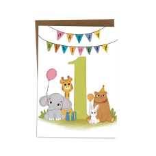 Happy 1st Birthday Card Age 1 Birthday Card For One Year Old For Boy or Girl