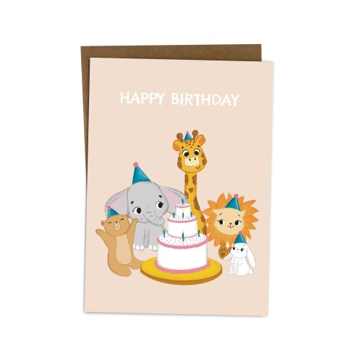 Happy Birthday Card For Kids Children Little Brother Sister Son Daughter Animal Birthday Card Cute