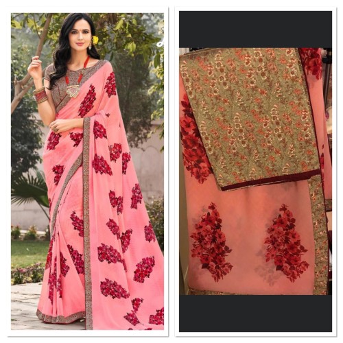 Georgette floral saree in stock ready to dispatch in uk/344