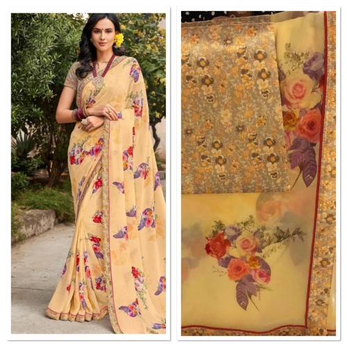 Georgette floral saree in stock ready to dispatch in uk/342
