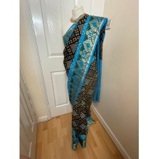Silk bandhani (brown and blue) 993
