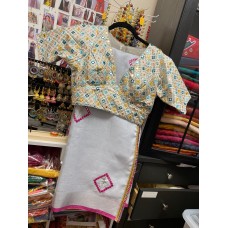 Linen saree ( light grey ) 969