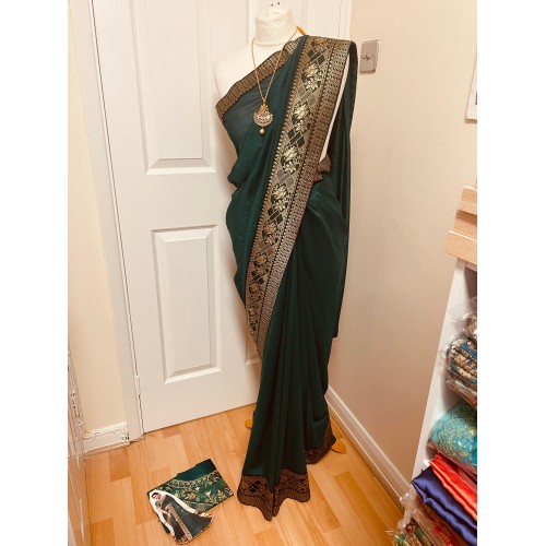 Silk ( with mixed fabrics )saree with border 1216