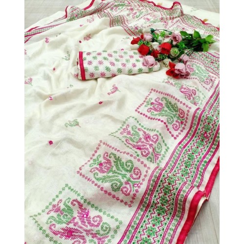 Linen jute silk saree 1385