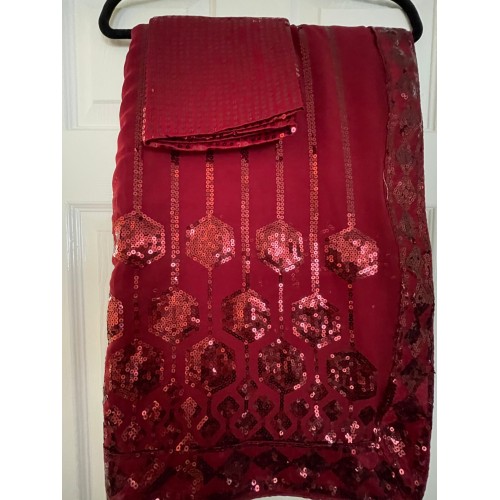 Georgette sequins saree ( darker red ) 1549