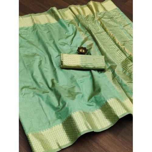 Cotton silk saree green 1720