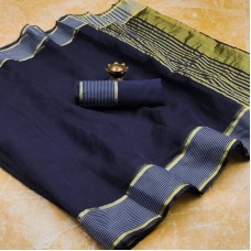 Soft linen saree navy 1716