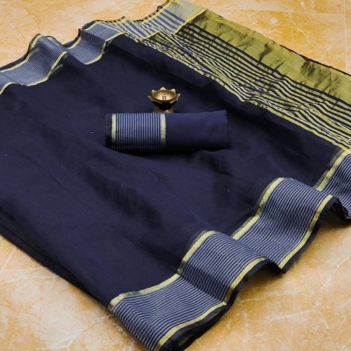 Soft linen saree navy 1716