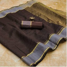 Soft linen saree brown 1717