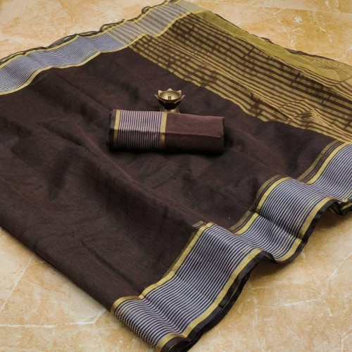 Soft linen saree brown 1717