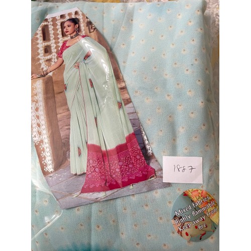 Georgette saree In blueish green colour 1887