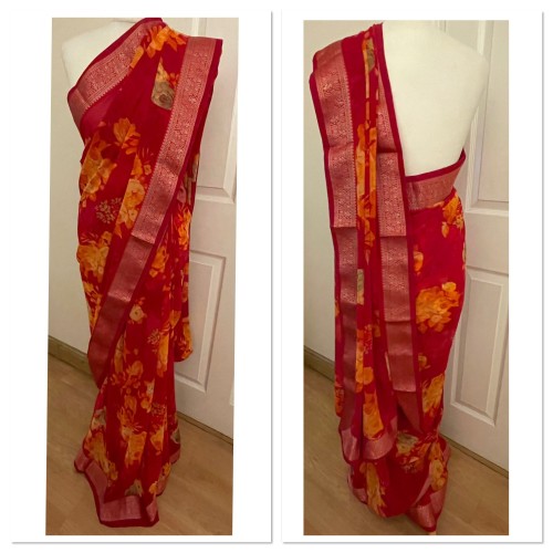 Floral print soft georgette saree 2106