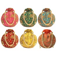 Lot Of 100 Indian Handmade Women's Embroidered Clutch purse Potli Bag Pouch Drawstring Bag Wedding Favor Return Gift for guests Free Ship